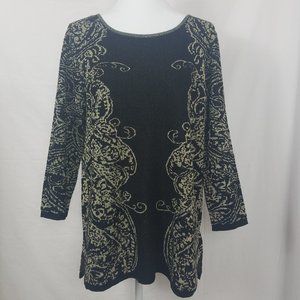 Ruby Rd. Black & Gold Metallic Sweater